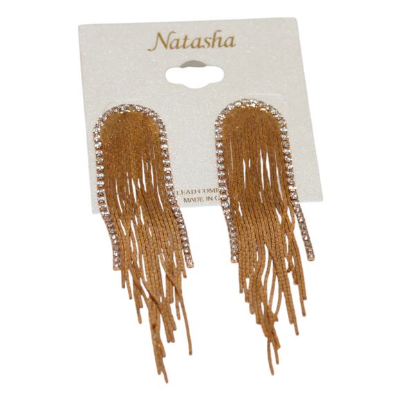 Nordstrom Natasha Rose Gold Rhinestone Waterfall Earrings NWT - Picture 1 of 3